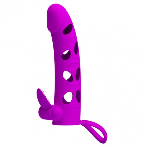 PRETTY LOVE - PowerMan Vibrating Extended Penis Sleeve (L:15.2cm - D:3.3cm)